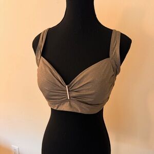 Elegant Olive Ruffled Swimsuit Top